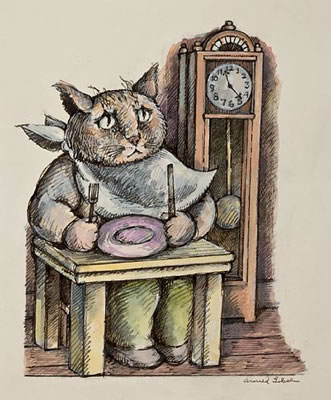 "Sakes Alive!" illustration for Whiskers & Rhymes (New York: Greenwillow Books, 1985), p 20.
