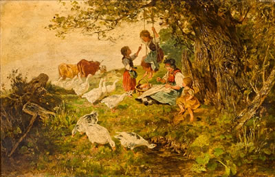 Children at play by Antonio Montemezzo - Auction record, sale price, and art valuation. Compare with similar artists and explore comparable artworks.