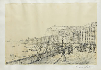Views of Naples and Sicily, including panoramas of Chiaia, Posillipo, Pozzuolo, Miseno, Messina, Palermo, and views of Capodimonte, Capri, Taormina, Calabria and others (album of 65)