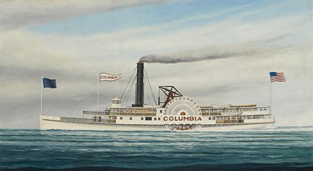 The paddle steamer Columbia at sea