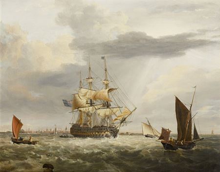 Ship of the line off Portsmouth; A ship of the line off Whitby, a pair