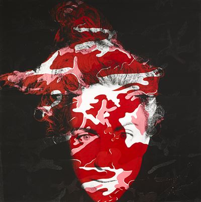 Portrait of Deborah Kass: Camouflage Self Portrait