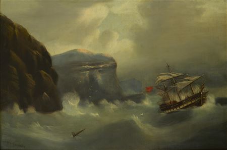 A British ship in distress off a rocky coast by Edward King Redmore - Auction record, sale price, and art valuation. Compare with similar artists and explore comparable artworks.