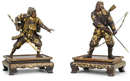 A PAIR OF MIYAO BRONZE FIGURES