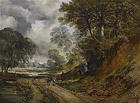 Gypsies camping by a path