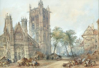 A cathedral in Antwerp, and another similar, a pair by Thomas R Colman Dibdin - Auction record, sale price, and art valuation. Compare with similar artists and explore comparable artworks.