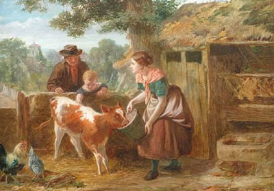 Feeding the pet calf by Walter Goodall - Auction record, sale price, and art valuation. Compare with similar artists and explore comparable artworks.