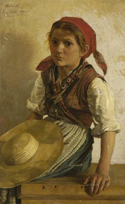 Young girl seated, holding a straw hat by Antonio Salvetti - Auction record, sale price, and art valuation. Compare with similar artists and explore comparable artworks.