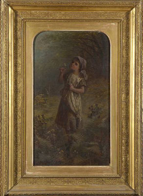 Young girl gathering flowers