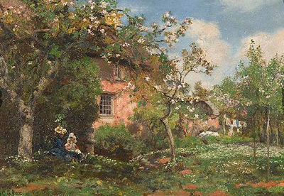 Cottage garden with seated figures by Charles James Fox - Auction record, sale price, and art valuation. Compare with similar artists and explore comparable artworks.
