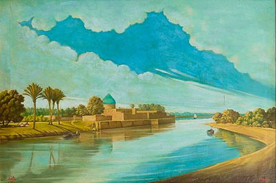 River scene on the banks of the Tigris by Abdul Kadir Al-Rassam - Auction record, sale price, and art valuation. Compare with similar artists and explore comparable artworks.