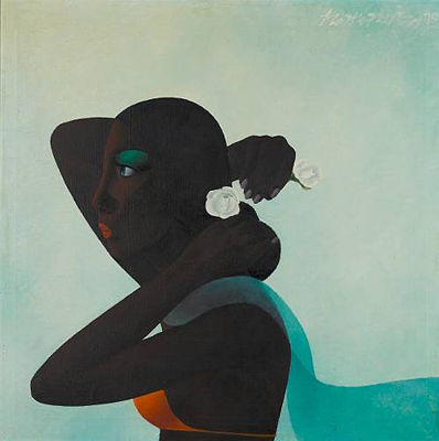 Sample artwork by Bashir Mirza (1941 - 2000), known for abstract face painting - View similar artists and auction records