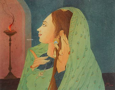 Sample artwork by Abdur Rahman Chughtai (1894 - 1975), known for figural painting, female figures - View similar artists and auction records