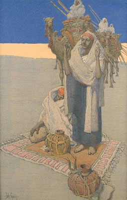 Prayer in the Desert by Jules Vallee Guerin - Auction record, sale price, and art valuation. Compare with similar artists and explore comparable artworks.