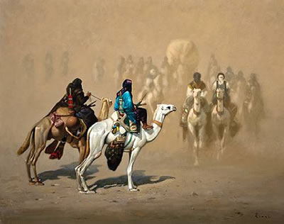 Chamelier dans le désert