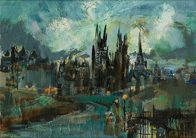The Mound, Edinburgh, Evening by Hamish Lawrie - Auction record, sale price, and art valuation. Compare with similar artists and explore comparable artworks.
