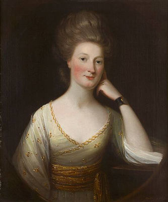 Bust Length Portrait of a Lady in a Green and Gold Gown