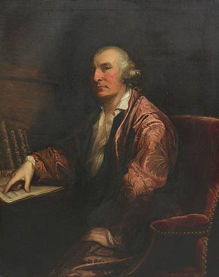 Three-quarter length portrait of Rev Dr Alexander 'Jupiter' Carlyle of Inveresk, seated at his desk