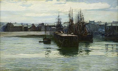 A busy harbour, possibly Wicklow