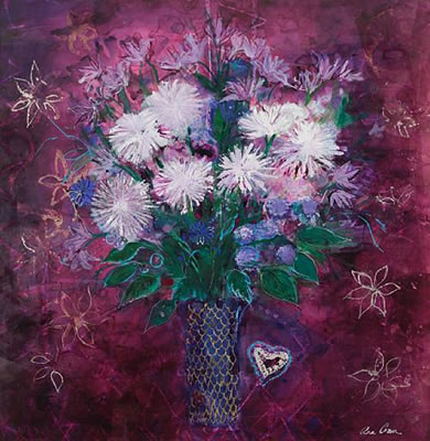 "White chrysanthemum and little heart"