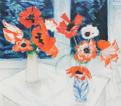 Oriental poppies and night window by John Houston - Auction record, sale price, and art valuation. Compare with similar artists and explore comparable artworks.