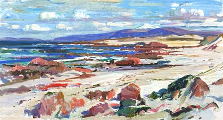 Spring Sands, Mull from Iona by John Cunningham - Auction record, sale price, and art valuation. Compare with similar artists and explore comparable artworks.