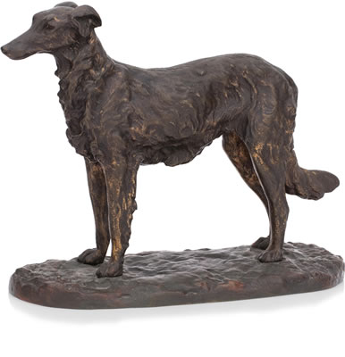 A bronze of a deerhound