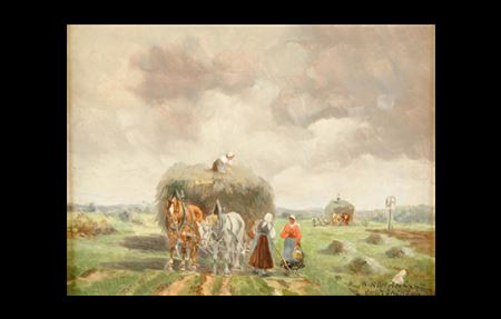 Haymakingsigned and inscribed 'Munchen'