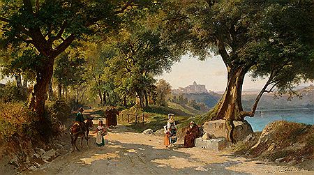 Figures on a country road with Rome in the distance by Johann Zahnd - Auction record, sale price, and art valuation. Compare with similar artists and explore comparable artworks.