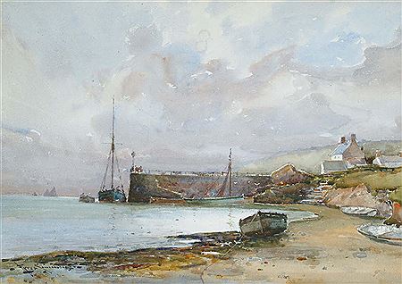 View along a beach. View of a harbour
