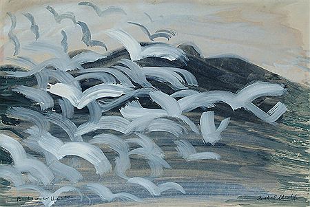 Seagulls over the sea
