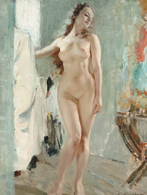Standing female nude by Lucien Henri Grandgerard - Auction record, sale price, and art valuation. Compare with similar artists and explore comparable artworks.