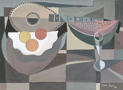 Still life with guitar and watermelon