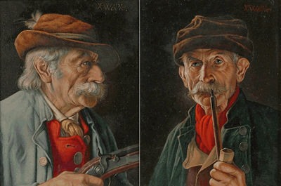 An old man holding a gun; An old man with smoking a pipe (2) by Franz Xavier Wolfle - Auction record, sale price, and art valuation. Compare with similar artists and explore comparable artworks.