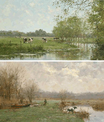 Sample artwork by Frits J Goosen (Born 1943), known for river-and landscapes, animals and hunting scene painting - View similar artists and auction records