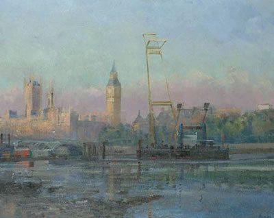 Making the Wheel, with Houses of Parliament beyond by Bob Brown - Auction record, sale price, and art valuation. Compare with similar artists and explore comparable artworks.