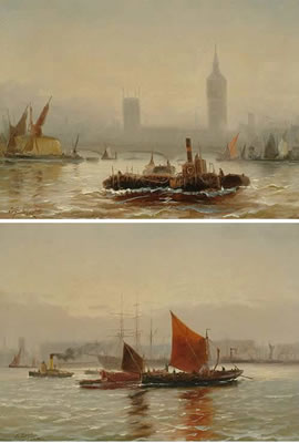 Thames views of the Houses of Parliament; and of Greenwich (a pair)