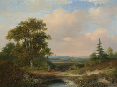 Figure in an extensive landscape