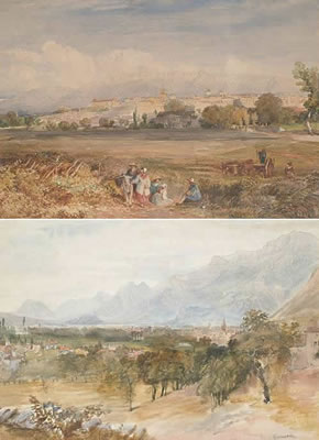 Figures before a town; and 'Grenoble' (2)