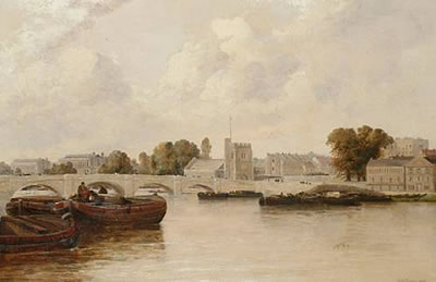 A view of Putney Bridge with St Mary's church