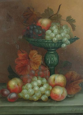 A still life of fruit, vines and a Tazza; A still life of Roses. (2)
