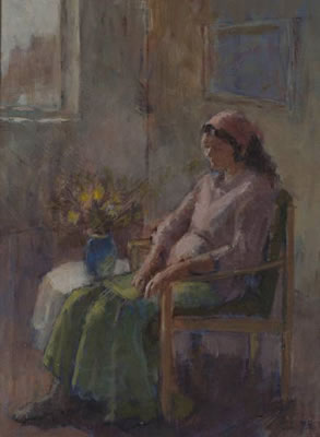 Figure seated in an interior