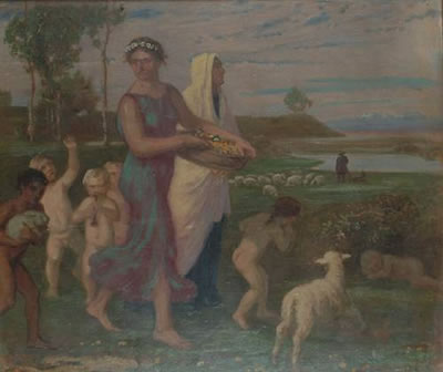 Flora with attendants