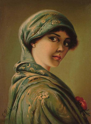 Portrait of a young woman, bust length
