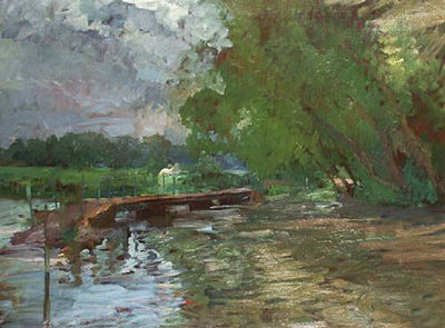 River Landscape with Bridge