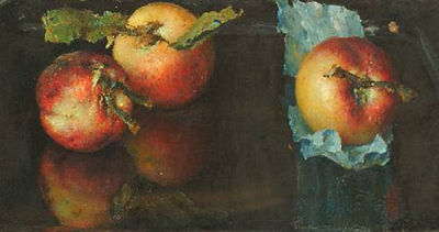Still life of apples on a tray