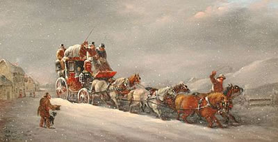 A winter coaching scene