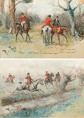 Hunting illustrations (a pair) by George Finch Mason - Auction record, sale price, and art valuation. Compare with similar artists and explore comparable artworks.