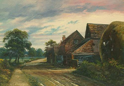The Farm Yard at Dawn; Sunset (Pair)