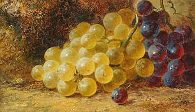 A Still life of grapes; A still life of plums. (Pair)